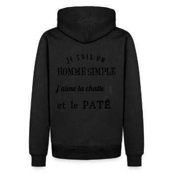 Je suis homme simple j'aime chatte et pâté cadeau - Sweat à capuche Premium bio Homme - noir - Dos - Nico (187cm)