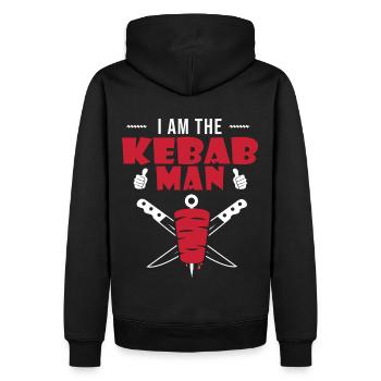 i am the kebab man humour kebab - Sweat à capuche Premium bio Homme - noir - Dos - Nico (187cm)