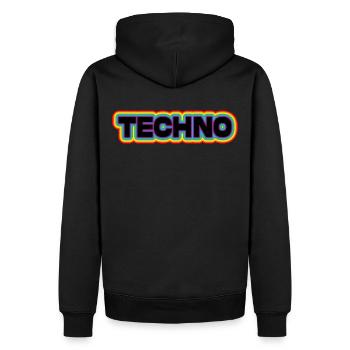 Techno Music LGBTQ Rainbow | Hard Dark Acid Techno - Men’s Premium Organic Hoodie - black - Back - Nico (187cm)