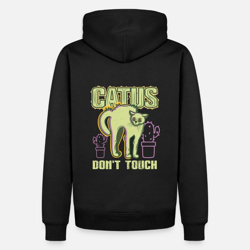 Kaktus-Katze - Männer Premium Bio Hoodie - Schwarz