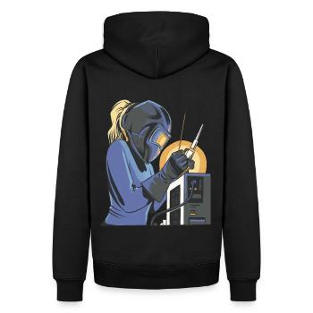 Tenue de soudeur pour soudeurs - Sweat à capuche Premium bio Homme - noir - Dos - Nico (187cm)