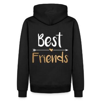 Beste Freunde Best Friends - gold weiß - Männer Premium Bio Hoodie - Schwarz - Hinten - Nico (187cm)