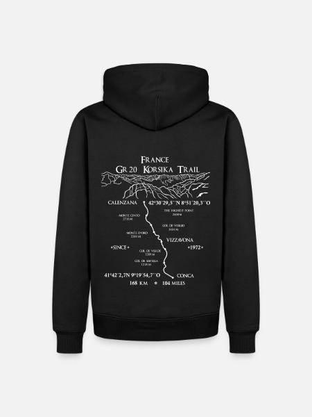 GR20 Corsica Trail France, mountain landscape white - Men’s Premium Organic Hoodie - black