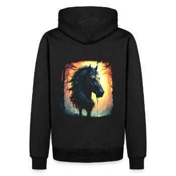 Mystisches Pferd - Männer Premium Bio Hoodie - Schwarz - Hinten - Nico (187cm)