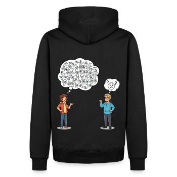 Zeichensprache: Missverständnisse inklusive ! - Männer Premium Bio Hoodie - Schwarz - Hinten - Nico (187cm)