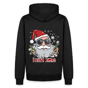 Ich hasse Weihnachten lustig Anti Weihnachten Weihnachtsmann - Männer Premium Bio Hoodie - Schwarz - Hinten - Nico (187cm)