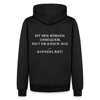 If the citizen is uncomfortable, he is quickly considered ENLIGHTENED - Men’s Premium Organic Hoodie - black - Back - Nico (187cm)