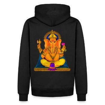 Ganesha - Männer Premium Bio Hoodie - Schwarz - Hinten - Nico (187cm)