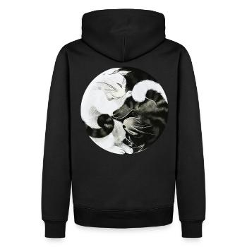 Chats YinYang - Sweat à capuche Premium bio Homme - noir - Dos - Nico (187cm)