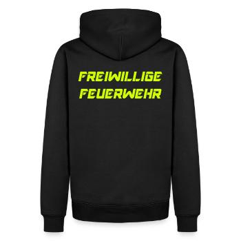 Freiwillige Feuerwehr, Einsatz - Männer Premium Bio Hoodie - Schwarz - Hinten - Nico (187cm)