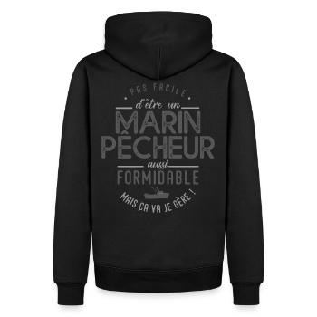 profession MARIN PECHEUR formidable cadeau - Sweat à capuche Premium bio Homme - noir - Dos - Nico (187cm)
