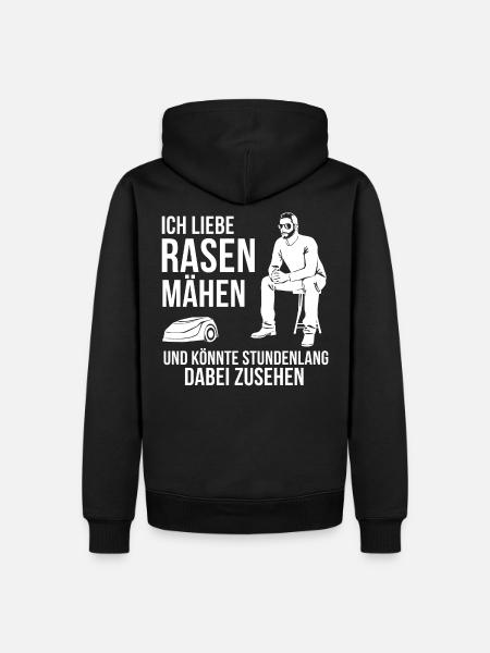 Ich liebe Rasen mähen | Mähroboter Gartenspruch - Männer Premium Bio Hoodie - Schwarz