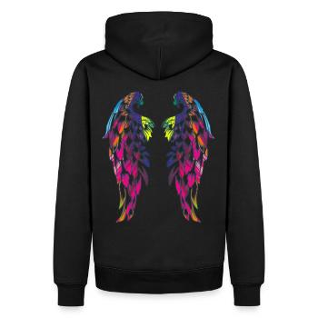des ailes couleur - Sweat à capuche Premium bio Homme - noir - Dos - Nico (187cm)
