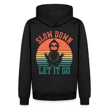 Slow Down Let it go Sloth - Sweat à capuche Premium bio Homme - noir - Dos - Nico (187cm)