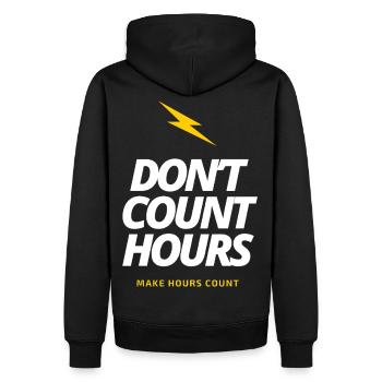 Zählen Sie nicht Stunden, sondern lassen Sie Stunden zählen LateNightGrind - Männer Premium Bio Hoodie - Schwarz - Hinten - Nico (187cm)