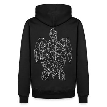 Geometrische Meeresschildkröten-Weiße Silhouette - Männer Premium Bio Hoodie - Schwarz - Hinten - Nico (187cm)