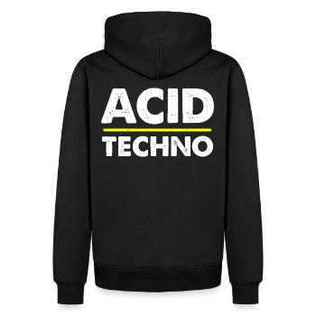 Acid Techno Vintage Kühn - Männer Premium Bio Hoodie - Schwarz - Hinten - Nico (187cm)