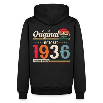 88e anniversaire Original octobre 1936 Né en 1936 - Sweat à capuche Premium bio Homme - noir - Dos - Nico (187cm)
