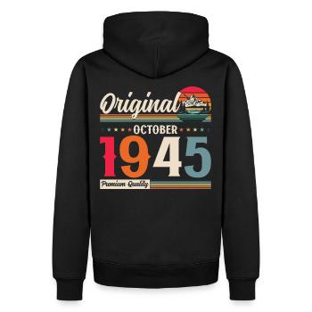 80e anniversaire Légende Octobre 1945 Volume 45 - Sweat à capuche Premium bio Homme - noir - Dos - Nico (187cm)