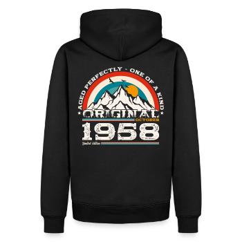 66e anniversaire Légende Octobre 1958 Volume 58 - Sweat à capuche Premium bio Homme - noir - Dos - Nico (187cm)
