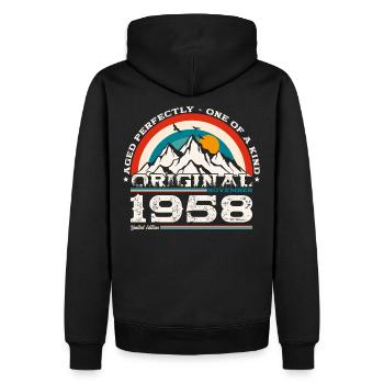66e anniversaire Légende Novembre 1958 Volume 58 - Sweat à capuche Premium bio Homme - noir - Dos - Nico (187cm)