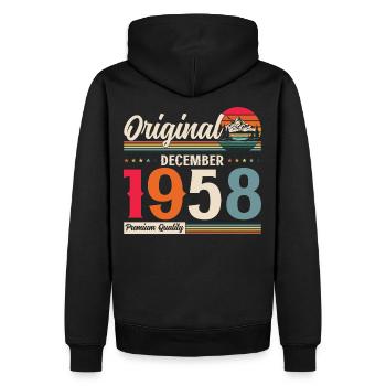 66e anniversaire Légende Décembre 1958 Volume 58 - Sweat à capuche Premium bio Homme - noir - Dos - Nico (187cm)