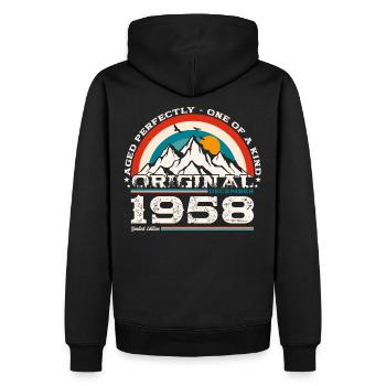 66e anniversaire Légende Décembre 1958 Volume 58 - Sweat à capuche Premium bio Homme - noir - Dos - Nico (187cm)