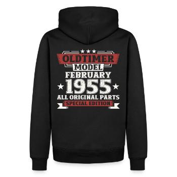 70. Geburtstag Oldtimer Februar Jahrgang 1955 - Männer Premium Bio Hoodie - Schwarz - Hinten - Nico (187cm)