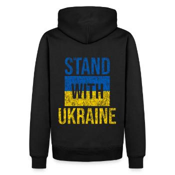 Stand avec ukraine grunge - Sweat à capuche Premium bio Homme - noir - Dos - Nico (187cm)