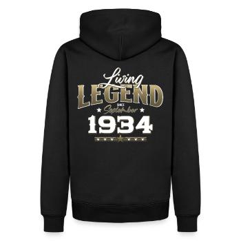 90th Birthday Legend September 1934 Volume 34 - Men’s Premium Organic Hoodie - black - Back - Nico (187cm)