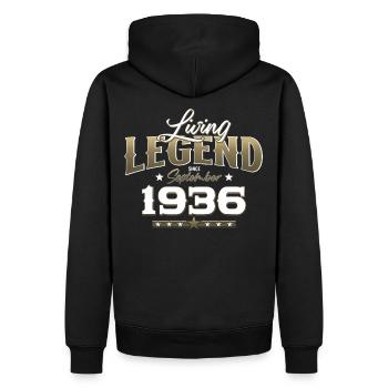 88e anniversaire Légende Septembre 1936 Volume 36 - Sweat à capuche Premium bio Homme - noir - Dos - Nico (187cm)