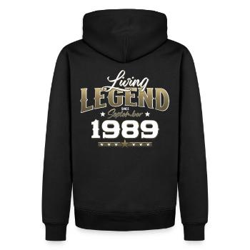 35ème Anniversaire Légende Septembre 1989 Millésime 89 - Sweat à capuche Premium bio Homme - noir - Dos - Nico (187cm)