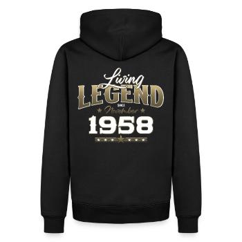 66e anniversaire Légende Novembre 1958 Volume 58 - Sweat à capuche Premium bio Homme - noir - Dos - Nico (187cm)