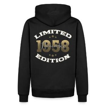 66e anniversaire Légende Novembre 1958 Volume 58 - Sweat à capuche Premium bio Homme - noir - Dos - Nico (187cm)