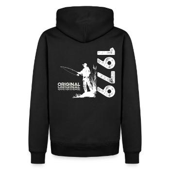 45ème anniversaire Pêcheur Pêche 1979 Millésime 1979 - Sweat à capuche Premium bio Homme - noir - Dos - Nico (187cm)