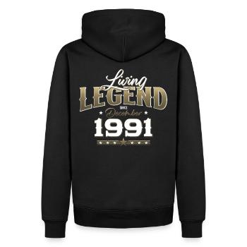 33. Geburtstag Oldtimer Dezember 1991 Jahrgang 91 - Männer Premium Bio Hoodie - Schwarz - Hinten - Nico (187cm)