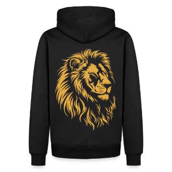 Löwe Wildkatze König Afrika Katze Big Five - Männer Premium Bio Hoodie - Schwarz - Hinten - Nico (187cm)