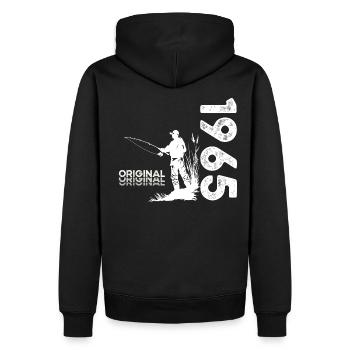 60ème Anniversaire Pêcheur Pêche 1965 Millésime 1965 - Sweat à capuche Premium bio Homme - noir - Dos - Nico (187cm)