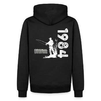 40ème Anniversaire Pêcheur Pêche 1984 Millésime 1984 - Sweat à capuche Premium bio Homme - noir - Dos - Nico (187cm)