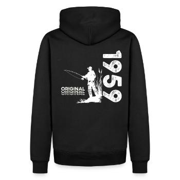 65ème Anniversaire Pêcheur Pêche 1959 Millésime 1959 - Sweat à capuche Premium bio Homme - noir - Dos - Nico (187cm)