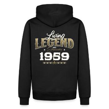 66e anniversaire Original janvier 1959 Volume 59 - Sweat à capuche Premium bio Homme - noir - Dos - Nico (187cm)