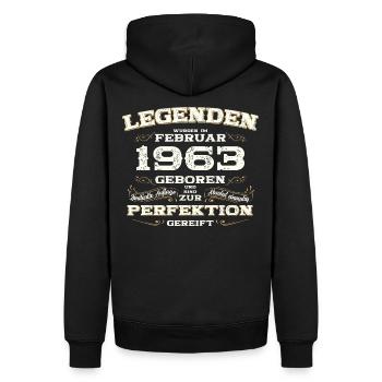 62ème anniversaire cadeau mari Original février 1963 - Sweat à capuche Premium bio Homme - noir - Dos - Nico (187cm)