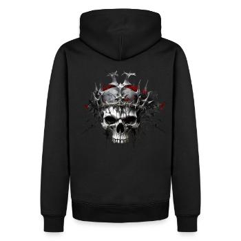 crâne avec couronne - Sweat à capuche Premium bio Homme - noir - Dos - Nico (187cm)
