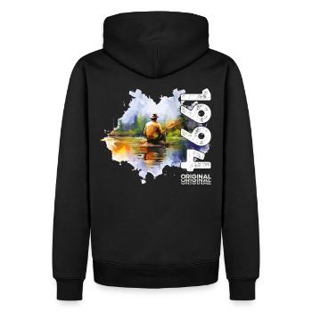 30ème Anniversaire Pêcheur Pêche 1994 Millésime 1994 - Sweat à capuche Premium bio Homme - noir - Dos - Nico (187cm)