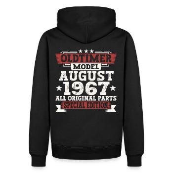 Oldtimer August 1967 55th Birthday Gift Fun - Men’s Premium Organic Hoodie - black - Back - Nico (187cm)