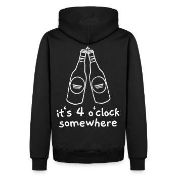 It's 4 o'clock somewhere | Bier lustig funshirt - Männer Premium Bio Hoodie - Schwarz - Hinten - Nico (187cm)