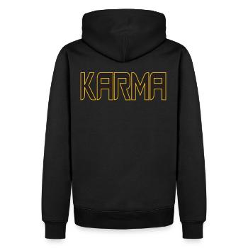 Karma T-Shirt Hommes Femmes Enfants T-Shirt Karma - Sweat à capuche Premium bio Homme - noir - Dos - Nico (187cm)