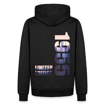 1955. Idée d’anniversaire de t-shirt en édition limitée - Sweat à capuche Premium bio Homme - noir - Dos - Nico (187cm)