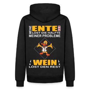 Ente Wein entensammlung entenliebhaber erpel - Männer Premium Bio Hoodie - Schwarz - Hinten - Nico (187cm)