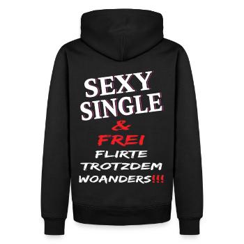 Single Sexy Frei Flirte Woanders!!! - Männer Premium Bio Hoodie - Schwarz - Hinten - Nico (187cm)